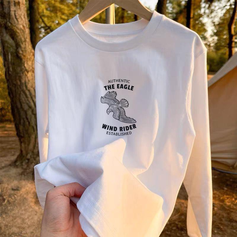 

Белая хлопковая футболка с длинными рукавами, мужская, облегающая, весна-осень, новый стиль, внутренний круглый вырез 3XL