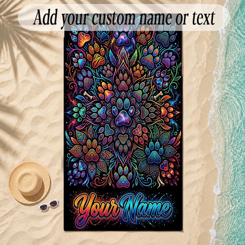 Mandala Theme Soft Beach Towel Personalized Custom Name Text Towel Portable for Beach Pool Travel