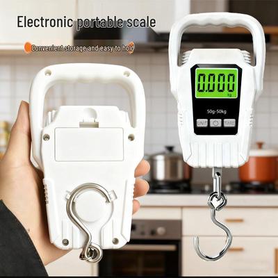 50kg Portable Handheld Electronic Scale with Backlit Hook for Household, Fishing, Outdoor, and Luggage.