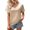 New Fashion Trendy Women's V-neck Pocket Short Sleeve Loose Casual Top