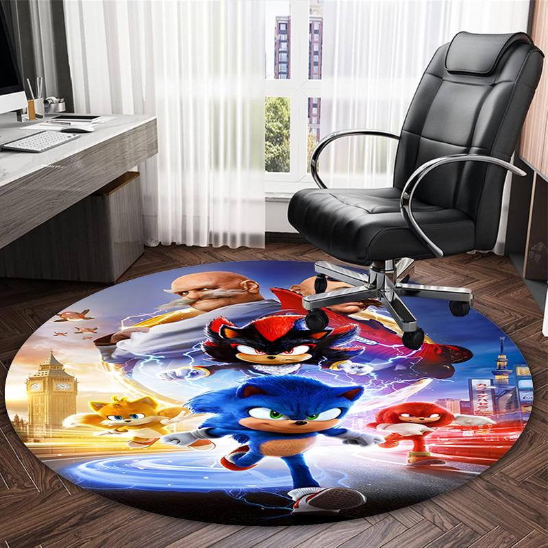 1pc Sonic1 Print Round Carpet Chair Round Carpet Suitable for Bedroom Living Room Home Decorative Carpet