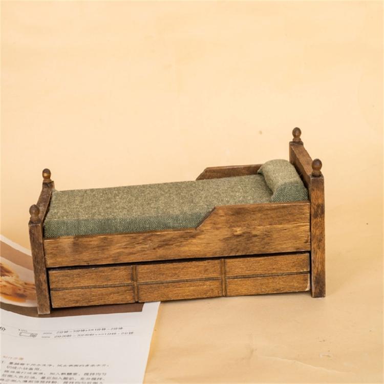 Modern Style 1:12 Scale Dollhouses Bedroom Furniture Set Wooden Toy Bed With Cotton Padded Pillow For Model Displays