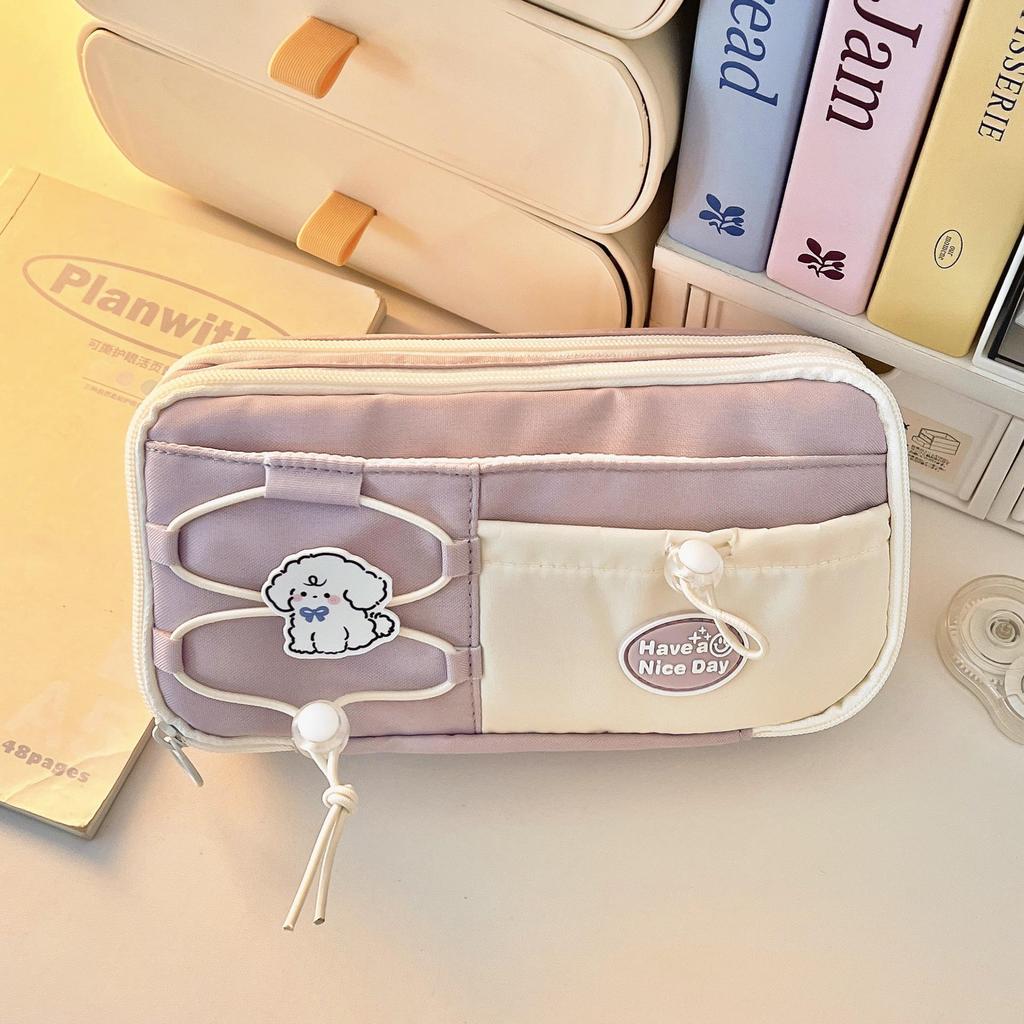 2025 Mehrschichtiges, hochkapazitives, süßes Canvas-Federmäppchen für Mädchen