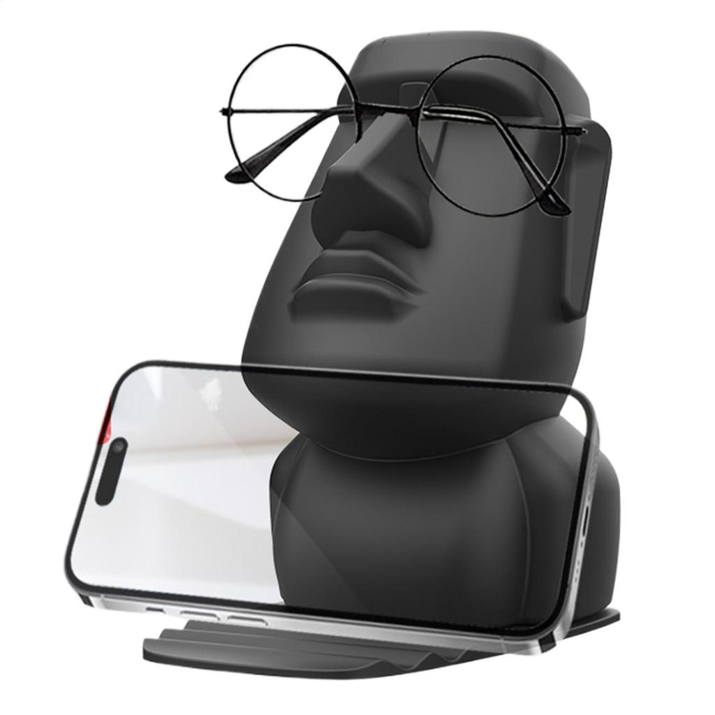 Creative Moai Statue Phone Holder Ornament Glasses Stand Holder Easter Island Sunglasses Display Gift for Home Decoration