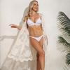 Swimsuit Jacket Sun Protection Clothes Hollow Lace Cardigan Mid-length Exterior with Beach Bikini Blouse