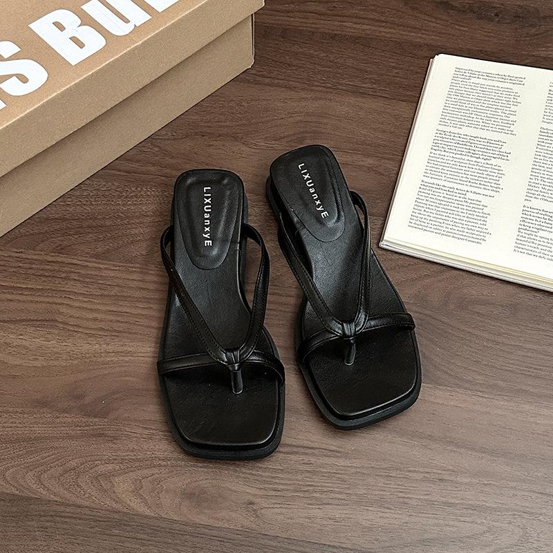 Temperament soft-soled toe sandals vacation beach shoes women's versatile outer summer slope heels slippers