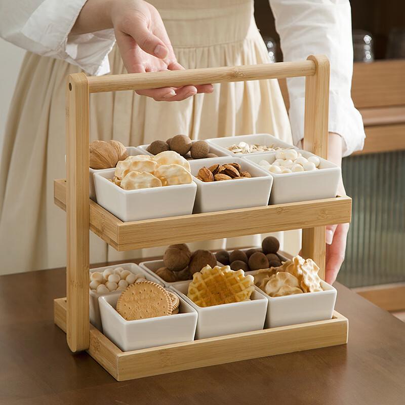 

Bamboo and Ceramic Detachable Snack Tray