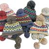 Cute Wool Mixed-color Knitted Hat Women's Autumn and Winter Twist Straps, Ear Protectors, Small Face, Thickened Warm Pullover Hat, Hairball