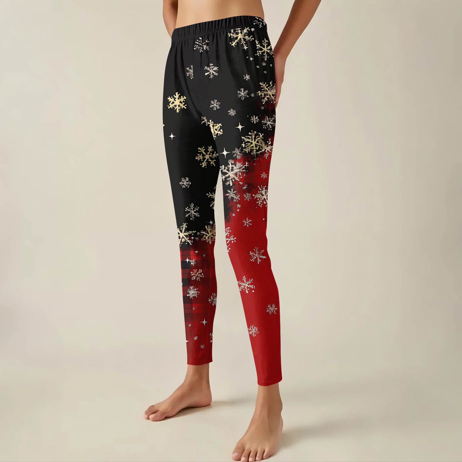 

Женские брюки с рождественским принтом, эластичные, мягкие, повседневные, домашние, спальные брюки XL чёрный