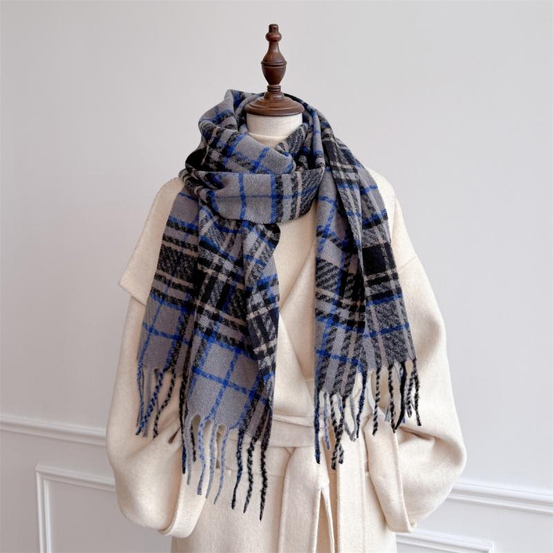 Luxury Winter Plaid Scarf for Women Men British Style Cashmere Scarves With Tassel  Designer Female Winter Warm Neck Scarf Shawl