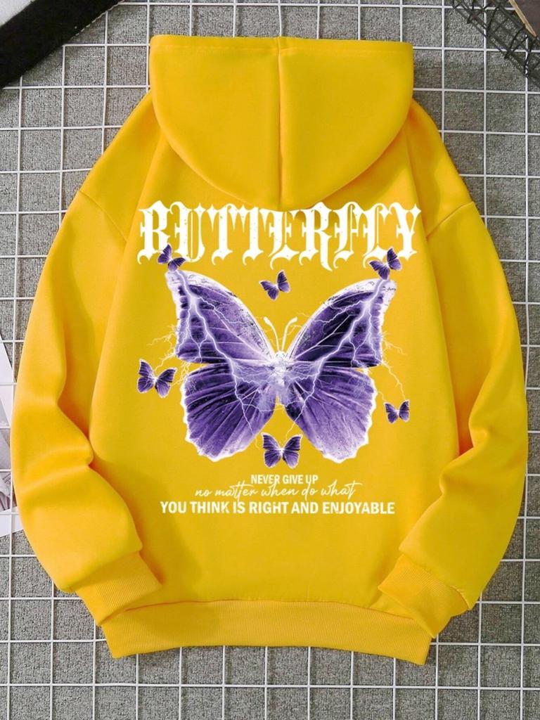 Autumn Men'S Avant-Garde Butterfly Print Soft And Comfortable Hoodie Outdoor City High Street Hoodie