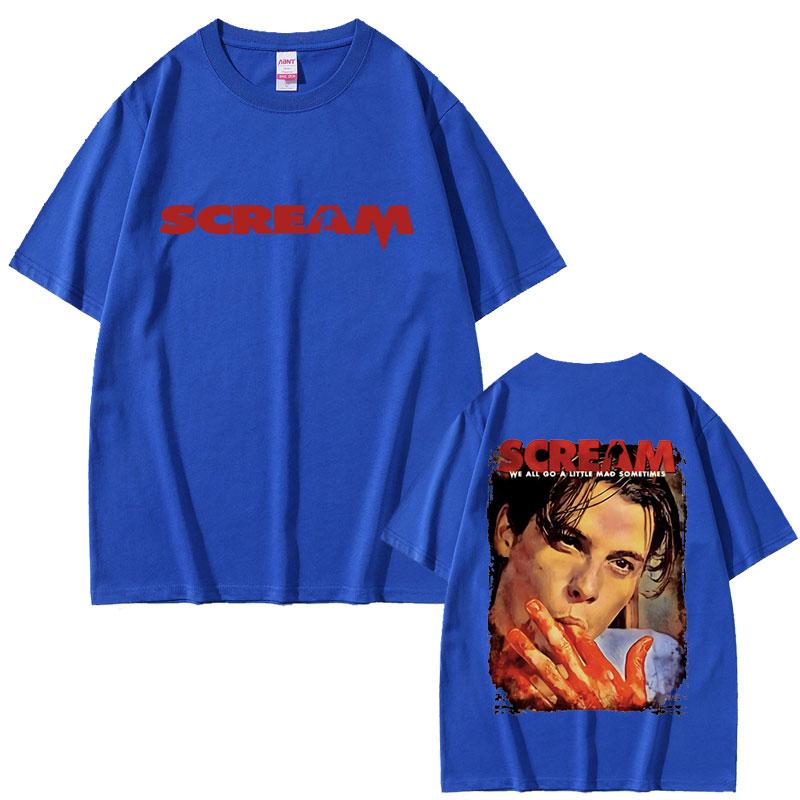 90s Horror Movie Scream Graphic Summer Tshirts Billy Loomis Print Tshirt We All Go A Little Mad Billy Halloween Men T Shirts