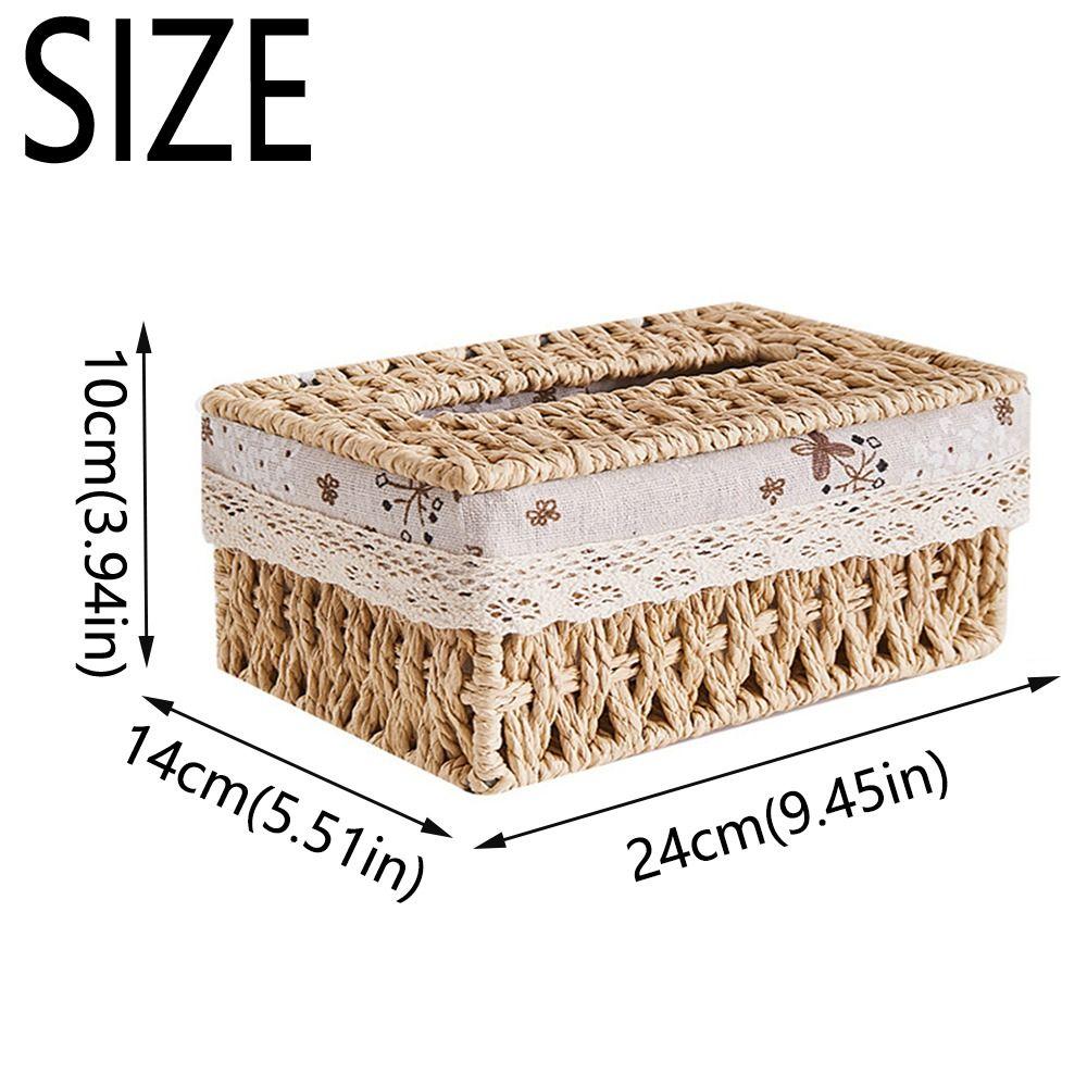 Household Napkin Case Hand Woven Tissue Box Cover Rustic Napkin Paper Organizer  Bathroom