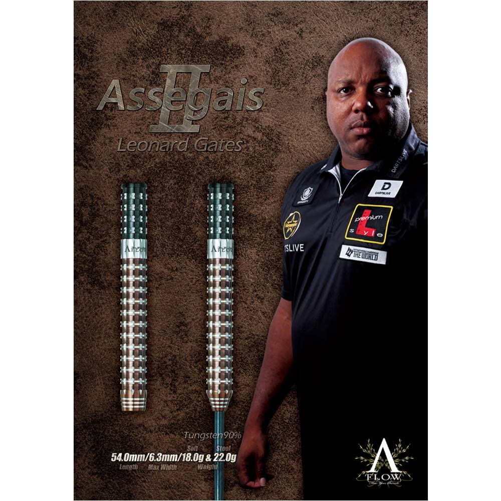 DYNASTY A FLOW BLACK LINE coating type Assegais2 STEEL Leonard Gates player model dart barrel dart set