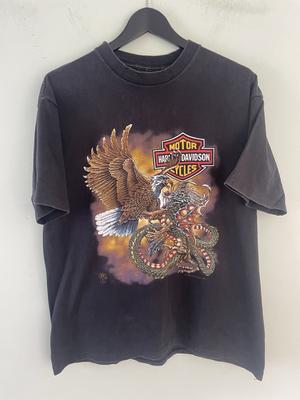 Vintage 1988 Harley Davidson Eagle Dragon Graphic T Shirt Large 80s