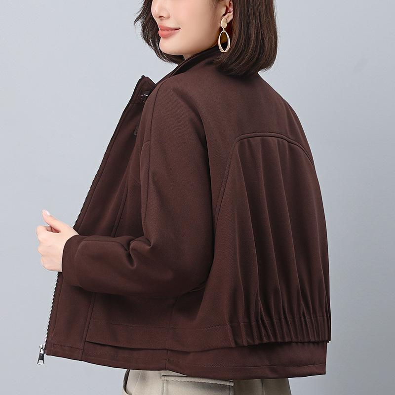 Women's Petite Stand-Up Collar Thickened Coat - 2024 Autumn/Winter Fashionable Loose Fit Casual Top