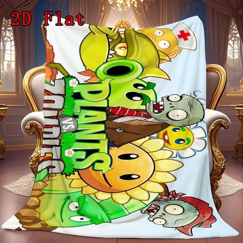 Plants vs. Zombies pattern 2D Flat Pattern Flannel Blanket High quality All Seasons Warmth and Comfort Perfect for Christmas Gifts.P260914579