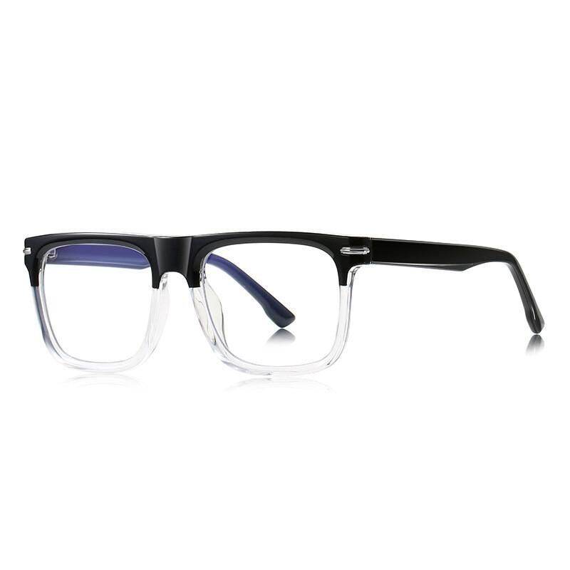 Trendy Blue Light Blocking Reading Glasses For Men TR90 Spring Hinge Fashion Square Frame Presbyopia Glasses