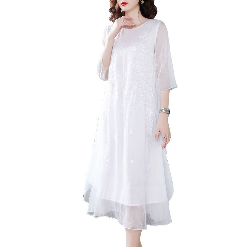 Chinese Traditional Chiffon Qipao National Flower Embroidery Cheongsam Oriental Elegant Wedding Party Dress