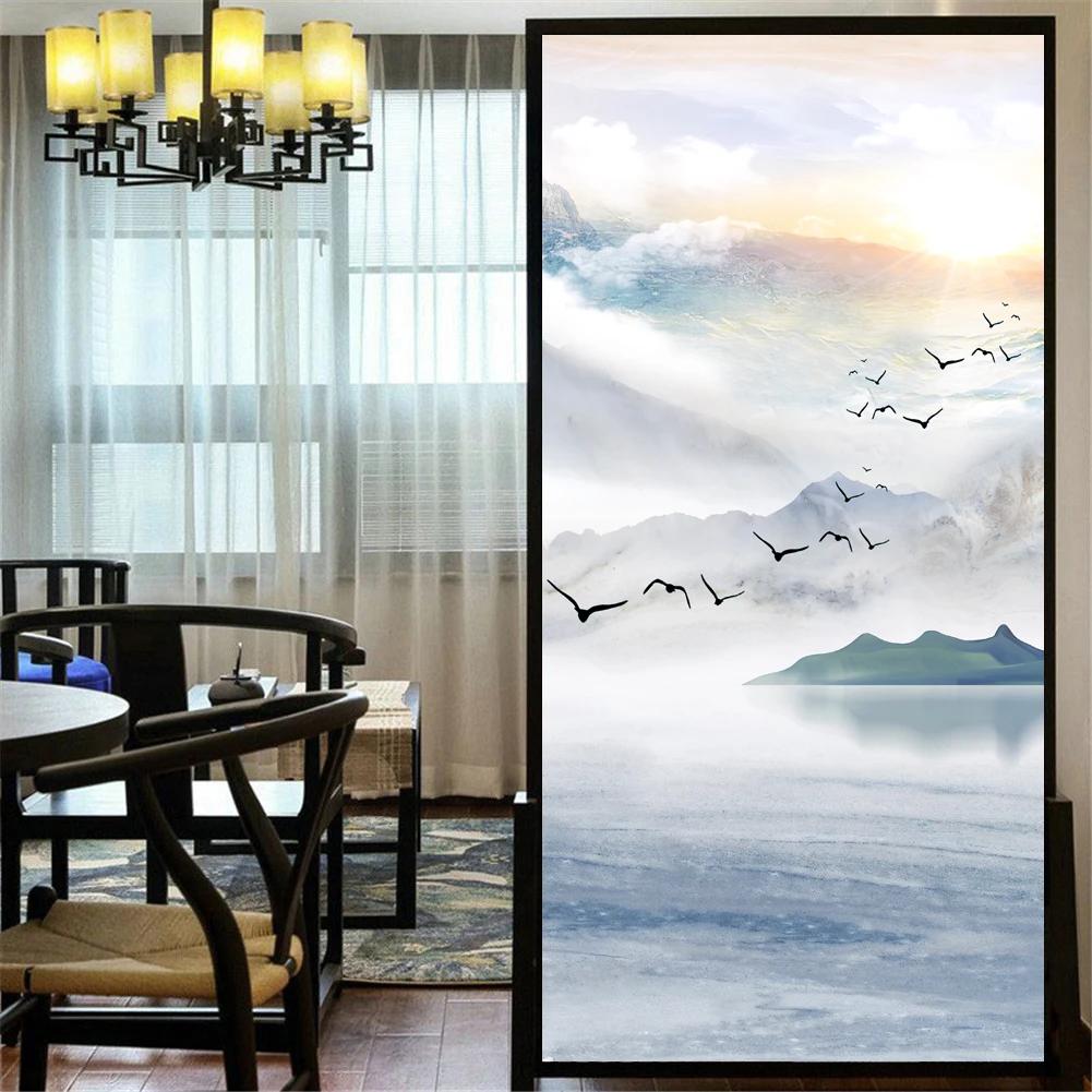 

Static ClingPrivacy Windows Film Decorative Landscape Painting Stained Glass Window Stickers Frosted Window Cling 55 (as the picture,40x60cm WxH)