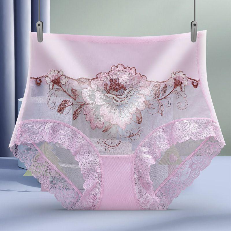 Moda Estiva Lusso Leggero Ricamato Sexy Rete Biancheria Intima Donna Taglie Forti Vita Alta Senza Cuciture Comodo Pizzo Triangolo Pantaloncini