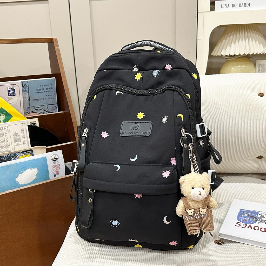 Schoolbag New Schoolbag Women's High Value Star Embroidery Korean Ins College Style Junior High School Students Multi-compartment Backpack