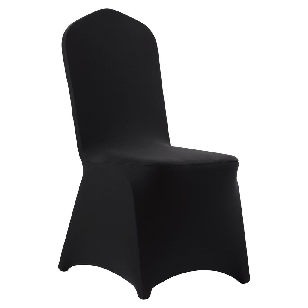 100 Pcs Black Chair Covers, Polyester Spandex Chair Cover, Stretch Slipcovers for Wedding Party Dining Banquet Flat-Front Chair Covers, Fits Chair