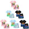 Conjunto de Pijama de Verano con Estampado Sprunki para Niños y Niñas de Algodón Casual Dibujos Animados Traje de Dos Piezas para Estar en Casa para Niños