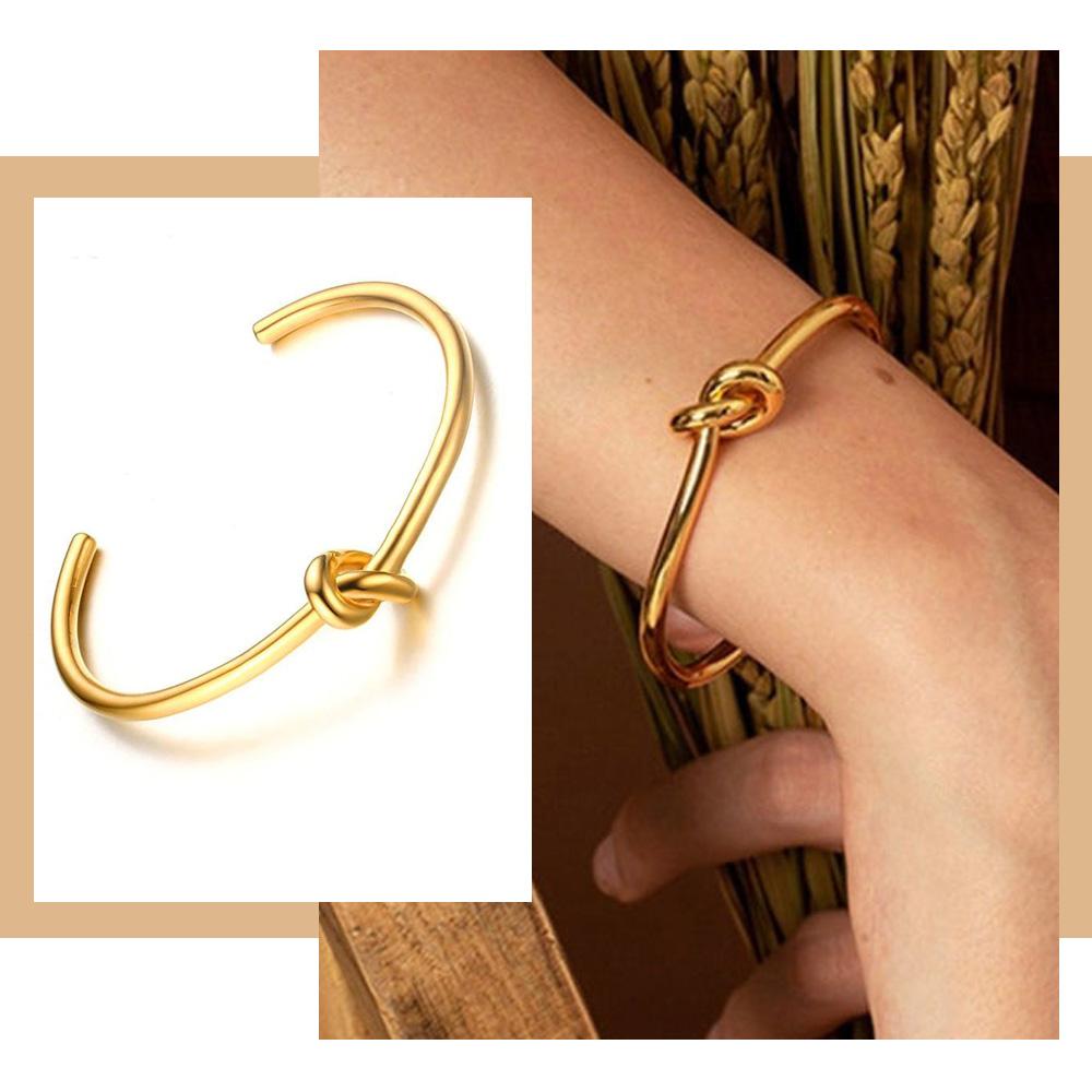 Trendy Ronde Open Knoop Manchet Armbanden Voor Vrouwen Elegante Gouden Kleur Sieraden Knoop Armband Pulseiras