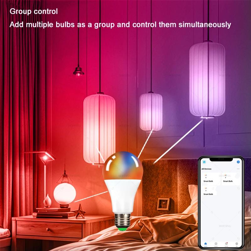 Intelligente Glühbirne Smart Life App-Steuerung WiFi Bluetooth RGB + CW LED-Licht 220-265V Dimmbar Kristall Raumdekoration