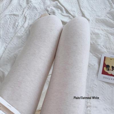 Popular Fleece-Lined Oatmeal White Grey Cotton Leggings: Warm, Thick, Versatile Autumn/Winter Tights