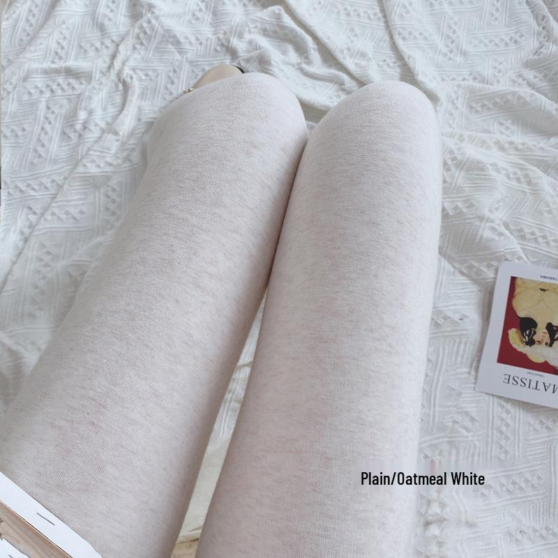 

Популярные флисовые леггинсы из хлопка овсяно-белого, серого цвета: Теплые, Плотные, Универсальные Осенне-Зимние Колготки Thin Fleece (Full)