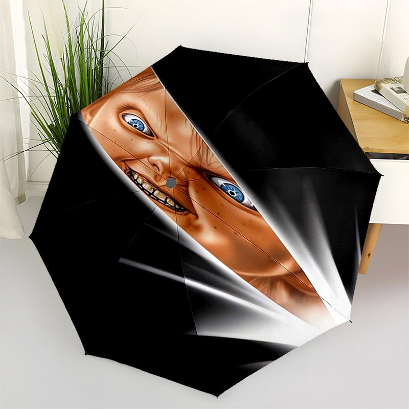 

Chucky, Horror Themed Automatic Opening and Closing Umbrella, Compact Travel Umbrella, Lightweight and Portable, Suitable for Beach Commutin