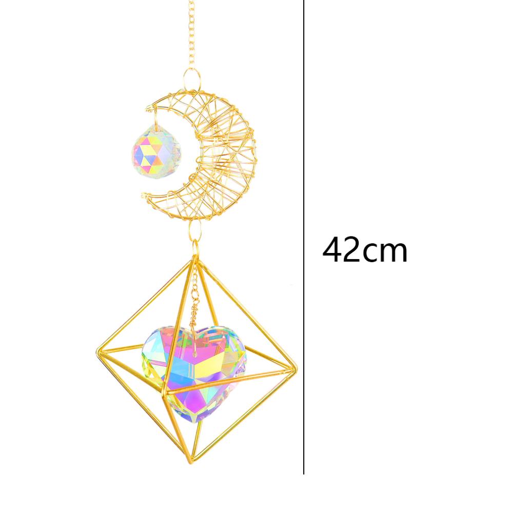 Crystal Prism Ball, Real Healing Crystal, Handcrafted Crystals, Stunning Light Display for Home Office Garden Car Decoration, Drives Away Birds, Suita