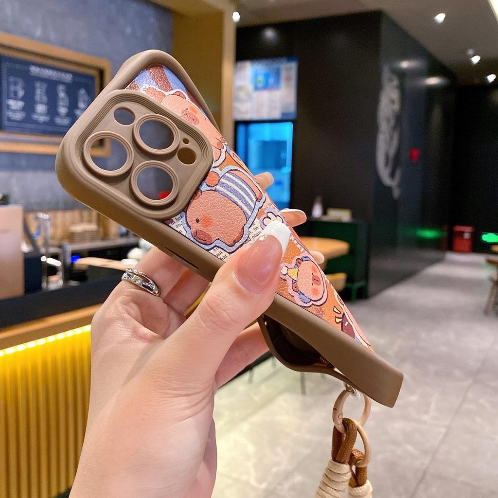 Applicable To OPPO Reno16Pro Cartoon Mobile Phone Case A6X Bear Sticker A78 Protective Case A6 Hand Rope