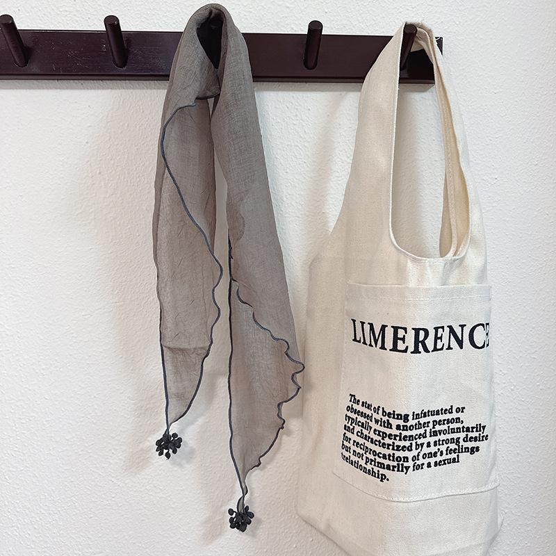 Solid Color Triangular Scarf Sweet Japanese and Korean Style Pendant Scarf Women's Thin Scarf Headscarf