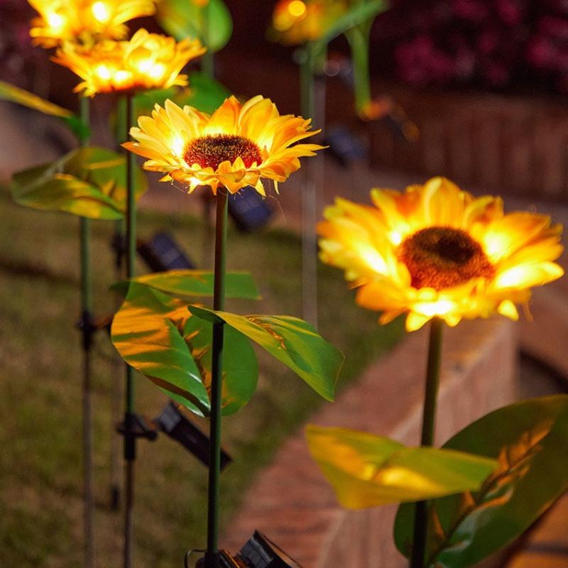 Solar Sunflower LED Garden Light - Vibrant Yellow Flower Decoration single head 1pc жёлтый
