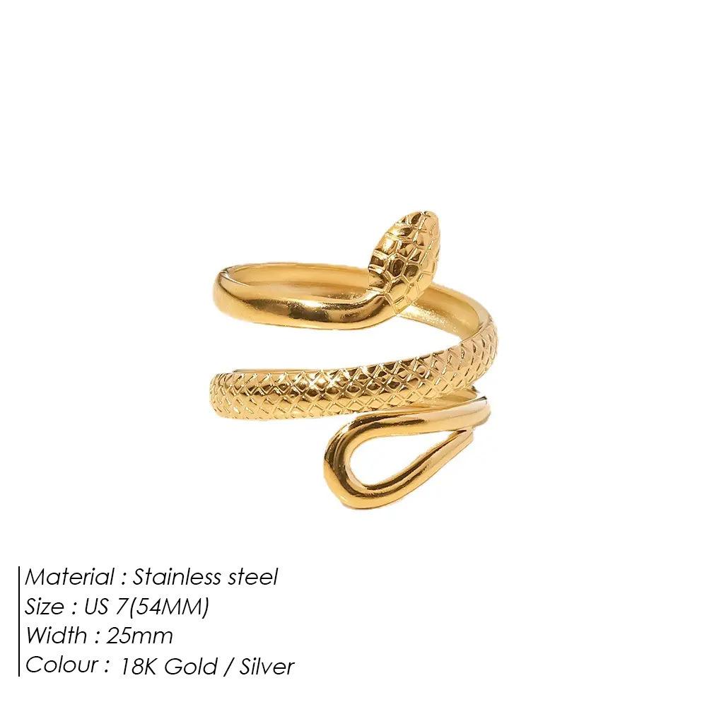 Unisex Stainless Steel Retro Snake Ring - Non-fading, Niche Design