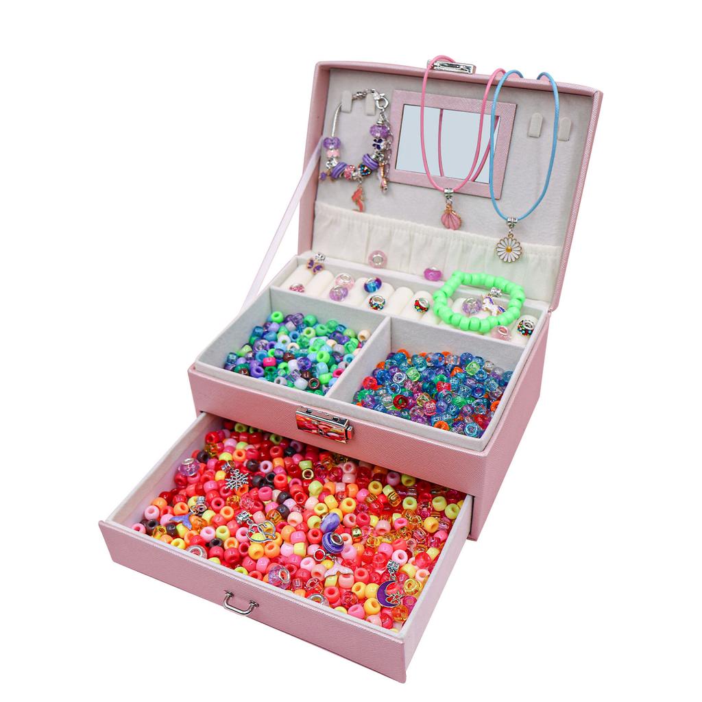 Large-hole Bead Handmade DIY Beaded Necklace,Complete DIY Bracelet for Women & Kids Handmade Beaded Bracelet Set