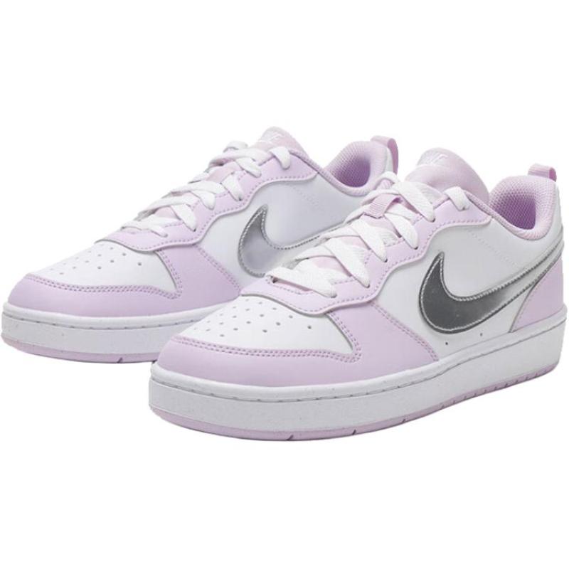 Nike Court Borough Abrasion Resistant Low Top Kids' Skateboarding Shoes Purple White Sneakers IH0407-530