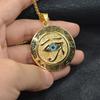 Hip Hop Altes Ägypten Runde Schmuckstücke Collares Goldfarbe Edelstahlkette Ägyptisches Auge des Horus Halsketten & Anhänger