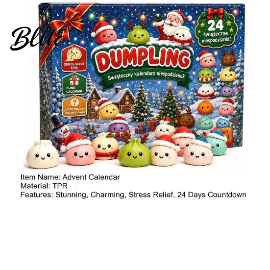 Soft Silicone Figurine Christmas Squeeze Advent Calendar 2026, 24 Days Mini Dumpling Creative Box Figures Countdown Calendar, Stress Relief