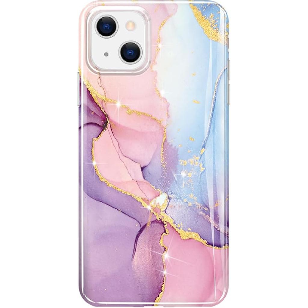 luolnh Compatible with iPhone 13 Case Marble Design Shockproof Slim Soft Silicone Bumper Cover Phone Case for iPhone 13 6.1 Inch(Abstract Purple