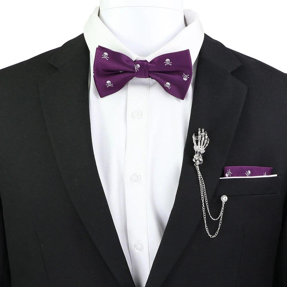 Набір краваток-метеликів, візерунок із зображенням черепа-дракона, чоловіки, платок із метеликами, брошка з китицями, весілля, вечірка на Хелловін,