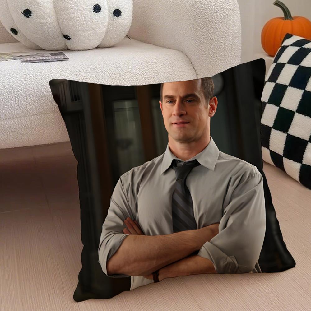 E-Elliot Stabler Cushion Cover Throw Pillow Cover Hidden Button Durable Polyester Chair Cushion