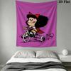 Mafalda Wall Tapestry Aesthetic Wall Hanging Printed Fabric Blanket Decorative Tapestries for Bedroom Living Room Home Decor