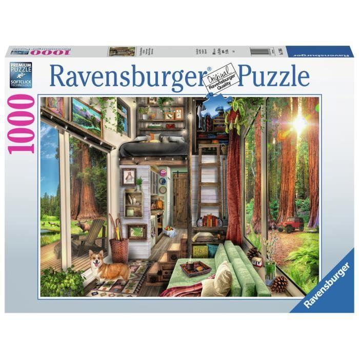 Puzzle - ravensburger - tiny house in redwood forest - 1000 pièces - paysage et nature - intérieur