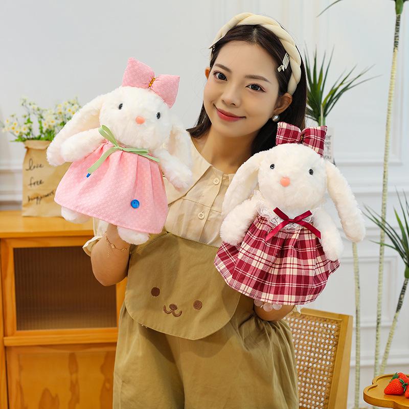 New flower skirt lop-eared rabbit plush toy doll cute dressing rabbit eight-inch doll girl gift