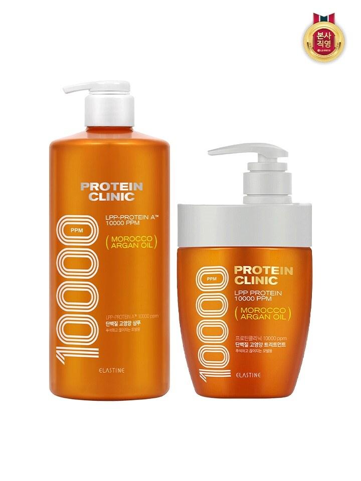 ELASTINE Protein Clinic 10000 Protein High-Nutrient Shampoo 1000ML x 1 + Treatment 700ML x 1