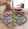 Sandbox game Pattern Round Rug, Indoor/Outdoor Mat, for Picnic, Gameroom, Bedroom, Office, Living Room, Home Decor Carpet, Birthday Gift
